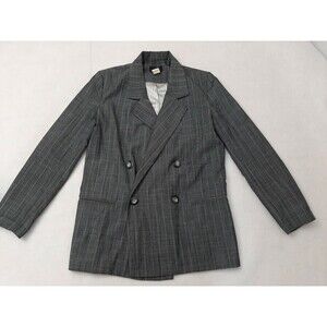 Womens Agua Button Gray Suit Blazer Jacket long sleeve Size Small